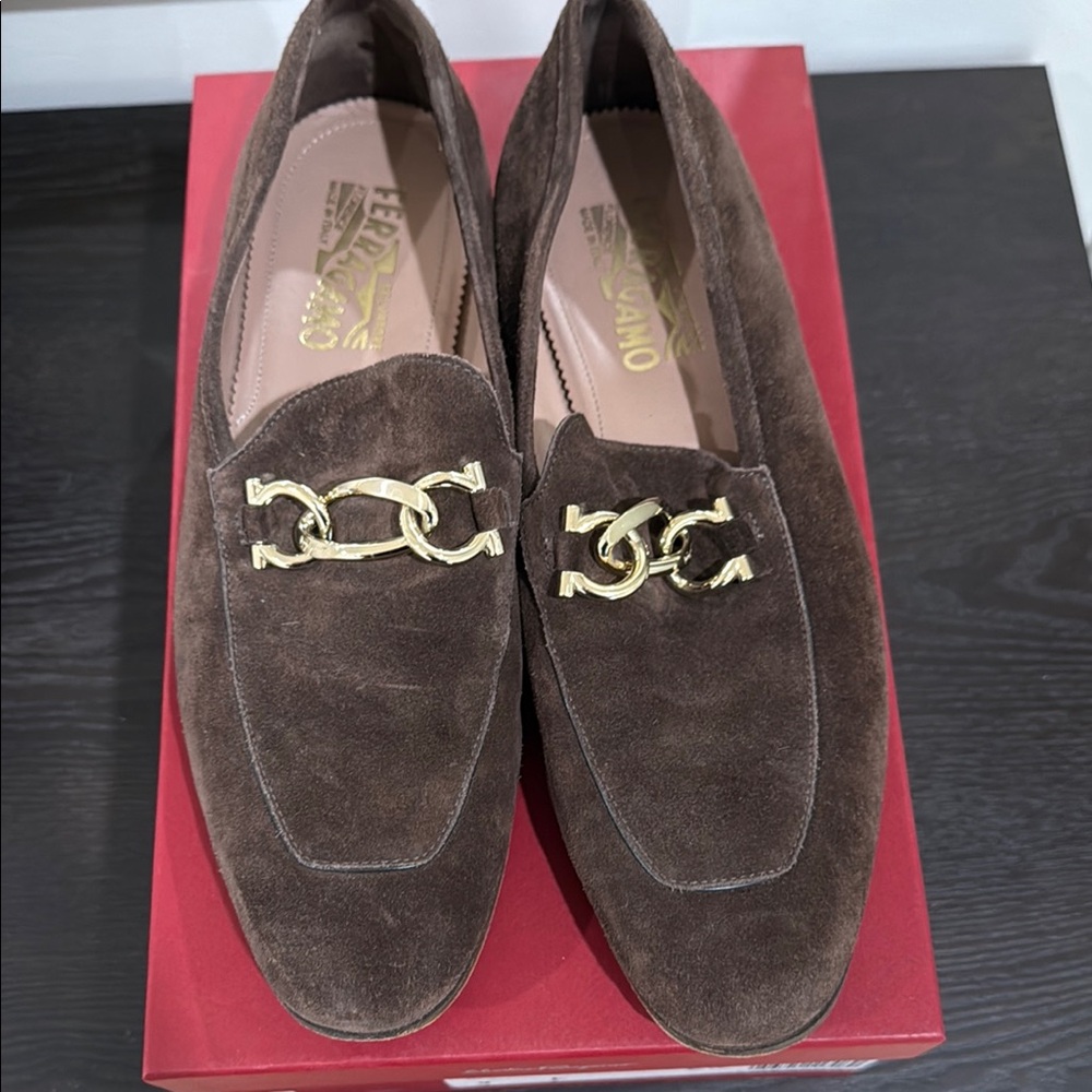 Salvatore Ferragamo Men's Brown Suede Loafers